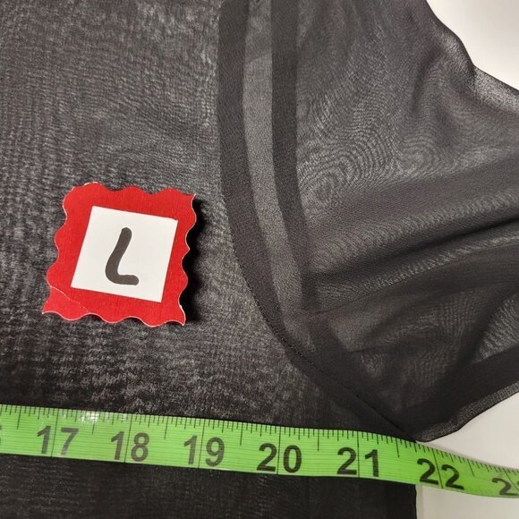 BLACK Sheer Top See Through Blouse Top or Cover-Up-  Size L - Picture 6 of 8